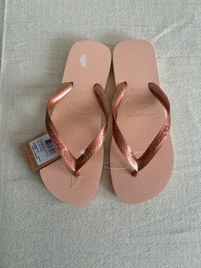 Havaianas Slim ballet Rose Metallic Pink Flip Flop Sandals Womens 11 / 12 new